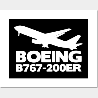 Boeing B767-200ER Silhouette Print (White) Posters and Art